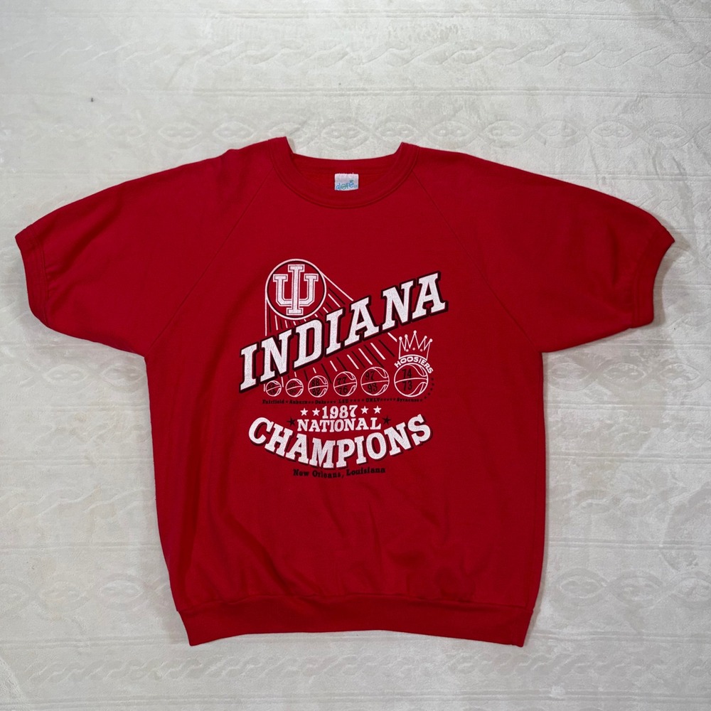 Vintage Indiana Hoosiers 1987 National Champions Short Sleeve Sweatshirt